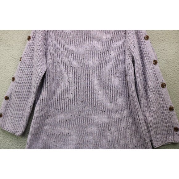 Soft Surroundings Boat Neck Purple Sweater-Large-Button Up Sleeves-Wool & Silk - Picture 3 of 13